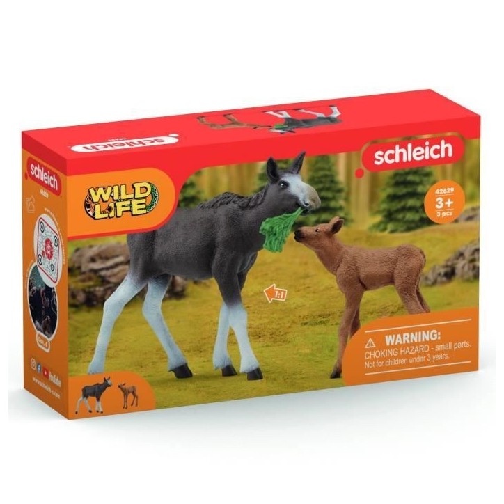 Figurines Élan Femelle avec Veau, animaux sauvages, Schleich 42629 Wild Life, Pour enfant des 3 ans Figurines Élan Femelle avec Veau, animaux sauvages, Schleich 42629 Wild Life, Pour enfant des 3 ans