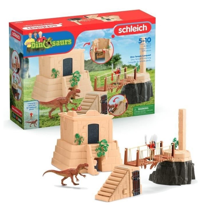 Aventures au temple perdu, Schleich 42657 Dinosaurs, Coffret avec un dinosaure Monolophosaurus inclus, Pour enfant des 5 ans Aventures au temple perdu, Schleich 42657 Dinosaurs, Coffret avec un dinosaure Monolophosaurus inclus, Pour enfant des 5 ans