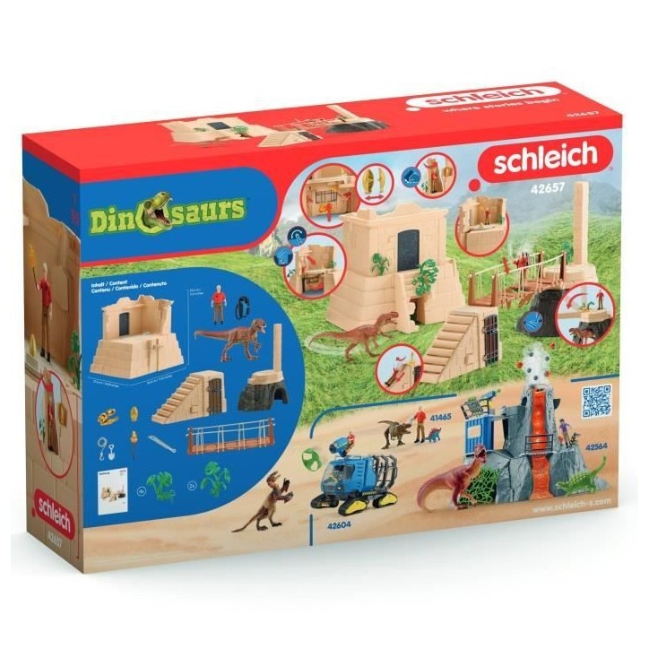 Aventures au temple perdu, Schleich 42657 Dinosaurs, Coffret avec un dinosaure Monolophosaurus inclus, Pour enfant des 5 ans Aventures au temple perdu, Schleich 42657 Dinosaurs, Coffret avec un dinosaure Monolophosaurus inclus, Pour enfant des 5 ans
