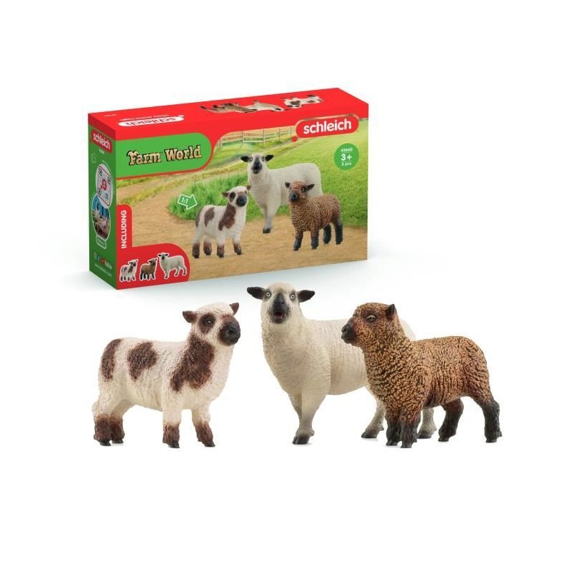 Figurine Trio de moutons, pour enfants des 3 ans, 5 x 19 x 11 cm - sch