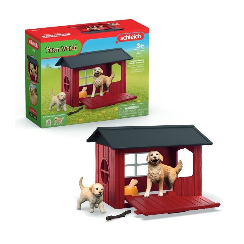 Coffret Niche avec Golden Retriever, SCHLEICH 42722 Farm World, Des 4 Coffret Niche avec Golden Retriever, SCHLEICH 42722 Farm World, Des 4