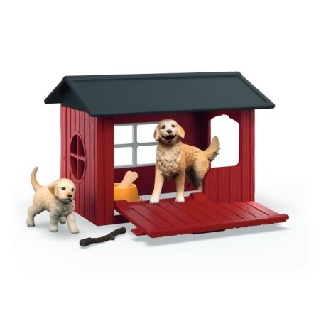 Coffret Niche avec Golden Retriever, SCHLEICH 42722 Farm World, Des 4 ans