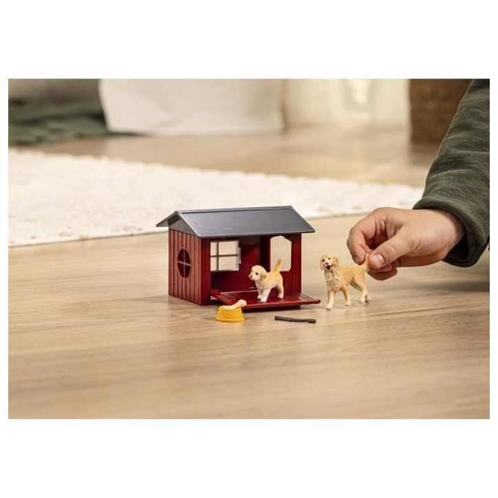 Coffret Niche avec Golden Retriever, SCHLEICH 42722 Farm World, Des 4 ans