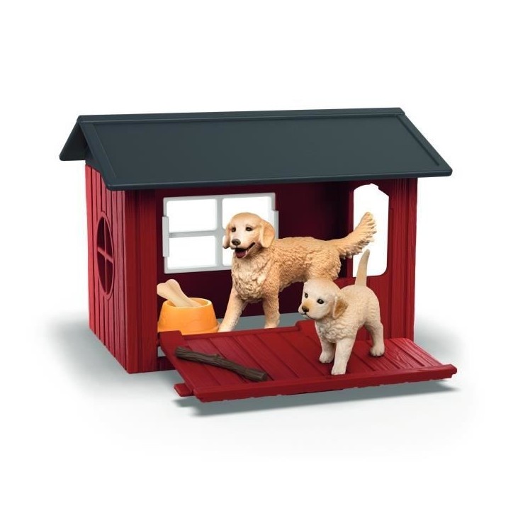 Coffret Niche avec Golden Retriever, SCHLEICH 42722 Farm World, Des 4 ans