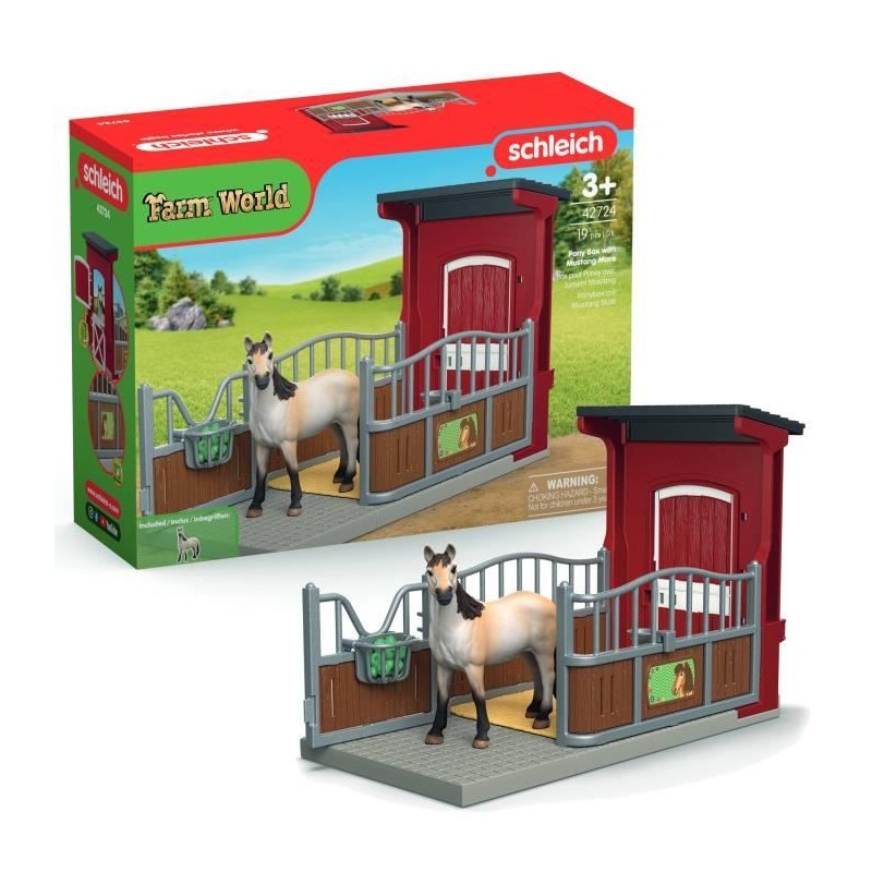 Coffret Box avec Jument Mustang, Figurine réaliste, Taille 24 cm, SCH Coffret Box avec Jument Mustang, Figurine réaliste, Taille 24 cm, SCH