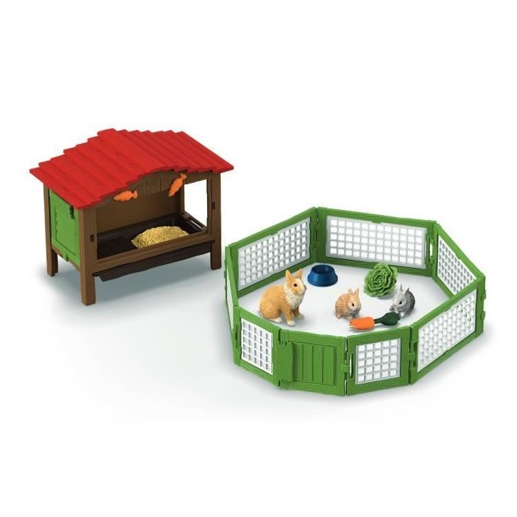 Coffret Clapier a Lapins, SCHLEICH 42728 Farm World, Des 4 ans