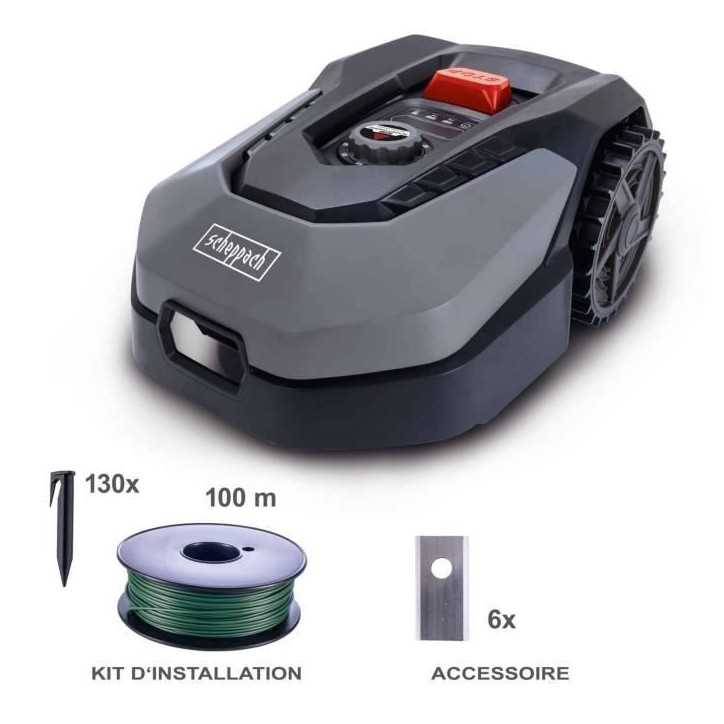 Robot tondeuse connecté 400m2 Scheppach RoboCut L500 avec station de recharge | Jusqu'a 400 m² | Capteur de pluie | WiFi & BT Robot tondeuse connecté 400m2 Scheppach RoboCut L500 avec station de recharge | Jusqu'a 400 m² | Capteur de pluie | WiFi & BT