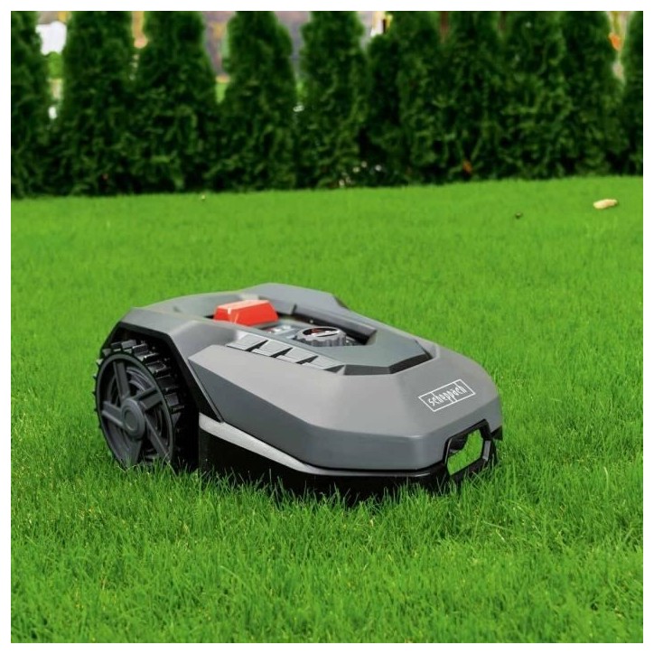 Robot tondeuse connecté 400m2 Scheppach RoboCut L500 avec station de recharge | Jusqu'a 400 m² | Capteur de pluie | WiFi & BT Robot tondeuse connecté 400m2 Scheppach RoboCut L500 avec station de recharge | Jusqu'a 400 m² | Capteur de pluie | WiFi & BT