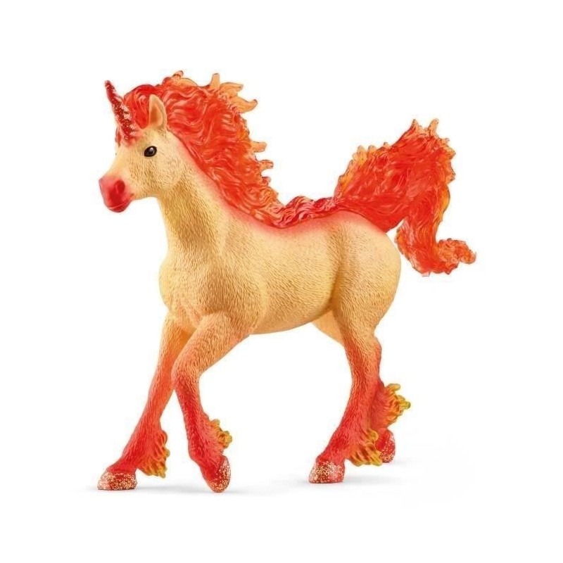 Figurine Étalon licorne de feu élementa, criniere et queue transpare Figurine Étalon licorne de feu élementa, criniere et queue transpare