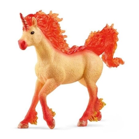 Figurine Étalon licorne de feu élementa, criniere et queue transpare