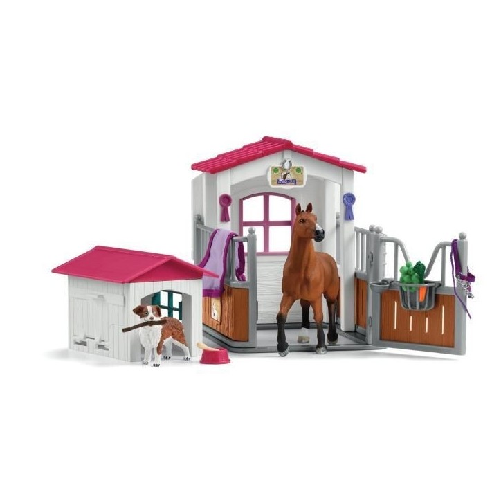 Box avec Jument Hanovrien et Berger Australien, Figurine cheval et accessoires, SCHLEICH 72218 Horse Club, des 5 ans Box avec Jument Hanovrien et Berger Australien, Figurine cheval et accessoires, SCHLEICH 72218 Horse Club, des 5 ans