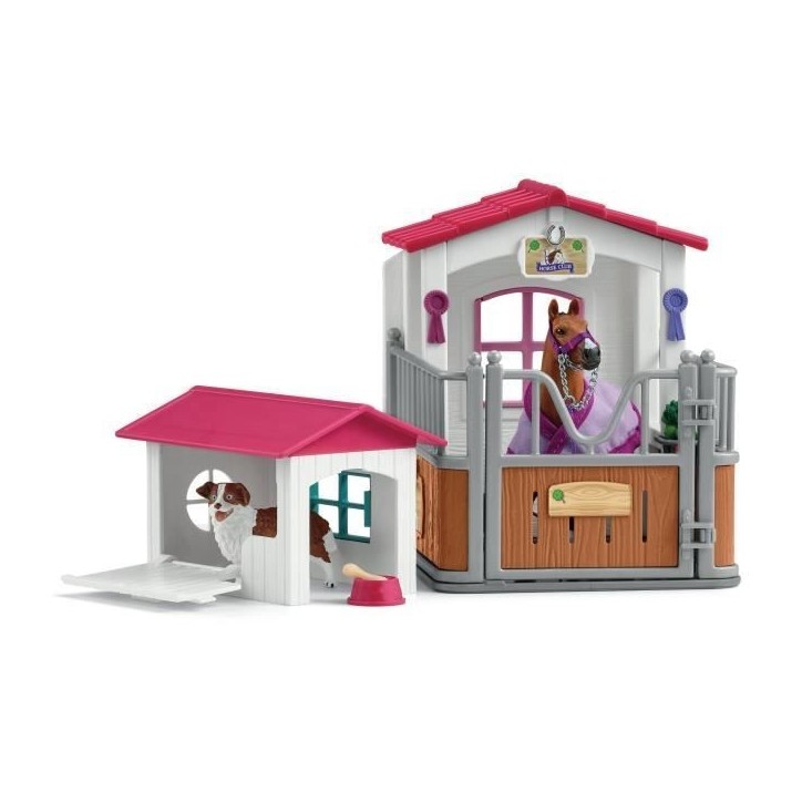 Box avec Jument Hanovrien et Berger Australien, Figurine cheval et accessoires, SCHLEICH 72218 Horse Club, des 5 ans Box avec Jument Hanovrien et Berger Australien, Figurine cheval et accessoires, SCHLEICH 72218 Horse Club, des 5 ans