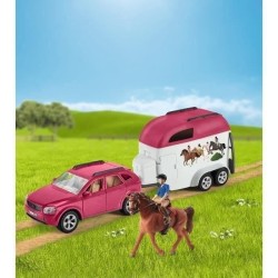 Voiture avec remorque pour chevaux, Coffret schleich avec 1 cheval sch