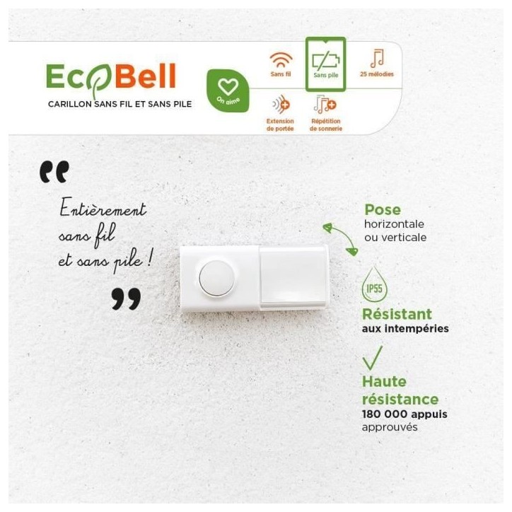 Carillon enfichable sans fil sans pile - EcoBell 100 Plug - SCS SENTINEL Carillon enfichable sans fil sans pile - EcoBell 100 Plug - SCS SENTINEL
