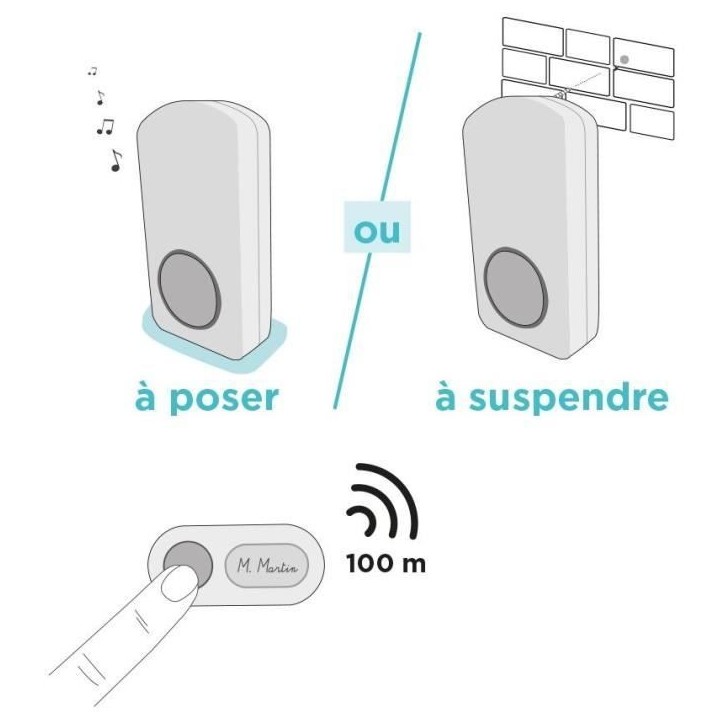 Carillon sans fil - OneBell 100 - SCS SENTINEL - Portée 100m - 15 mélodies - IP55 Carillon sans fil - OneBell 100 - SCS SENTINEL - Portée 100m - 15 mélodies - IP55