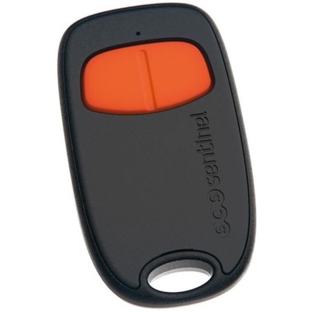 Télécommande 2 canaux - SCS SENTINEL - SimplyControl - Orange, portée 40m, fréquence 433.92 MHz, pile lithium CR2032 incluse