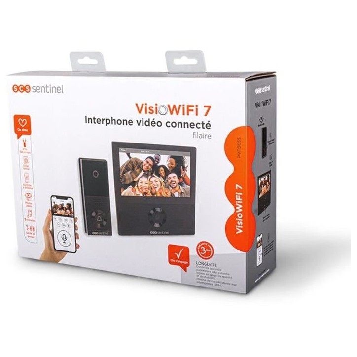 Interphone vidéo connecté filaire - SCS SENTINEL - VisioWifi - Vision nocturne - Noir Interphone vidéo connecté filaire - SCS SENTINEL - VisioWifi - Vision nocturne - Noir