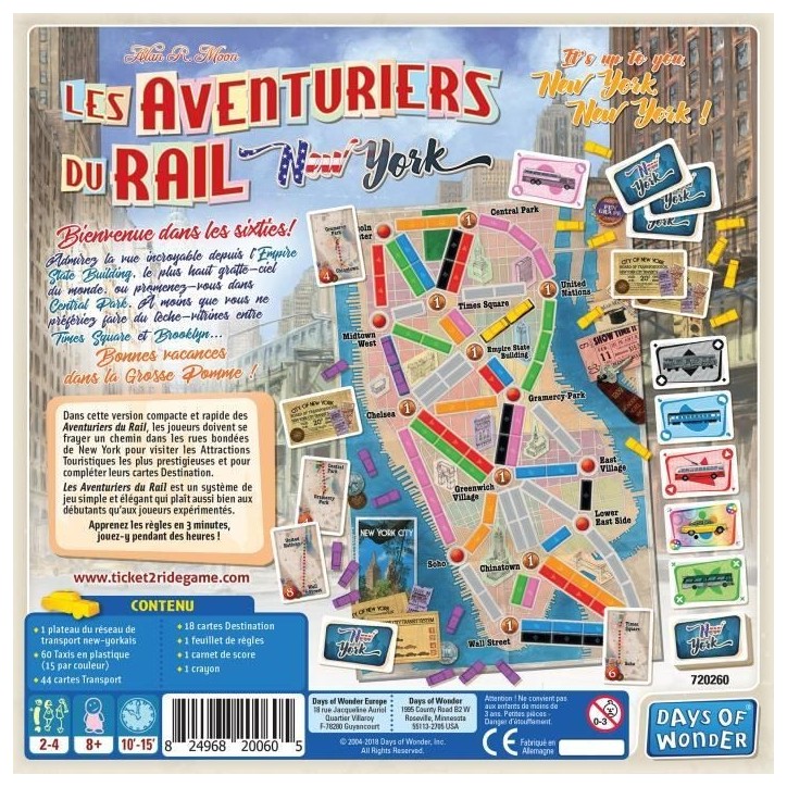 Les Aventuriers du Rail : New York - AC-DÉCO - Jeu de société - 8 ans et plus - 2 a 4 joueurs - 10 a 15 minutes Les Aventuriers du Rail : New York - AC-DÉCO - Jeu de société - 8 ans et plus - 2 a 4 joueurs - 10 a 15 minutes