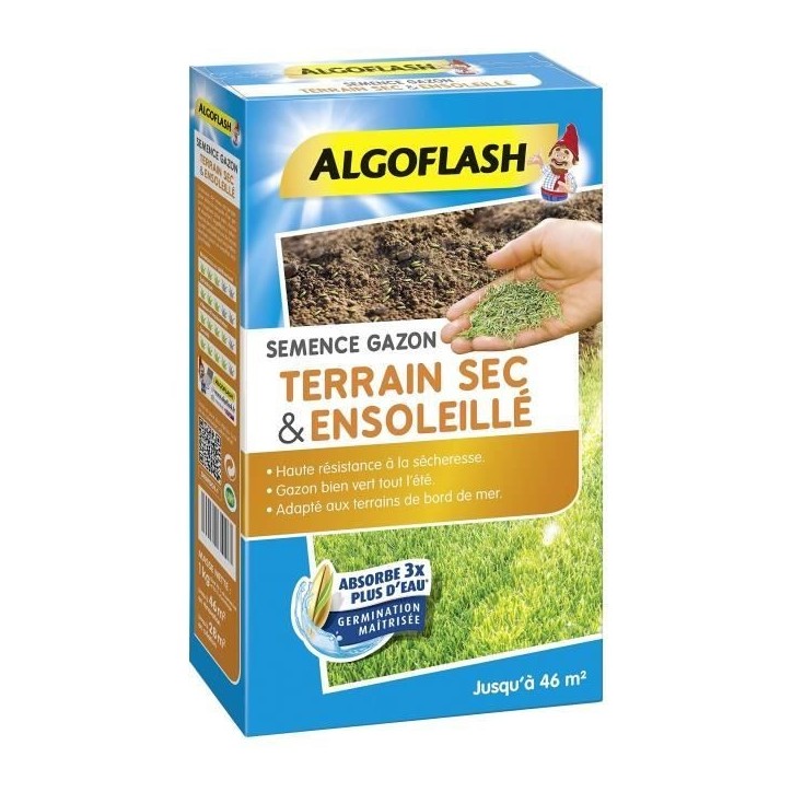 ALGOFLASH - Gazon terrain sec ensoleillé 1kg ALGOFLASH - Gazon terrain sec ensoleillé 1kg