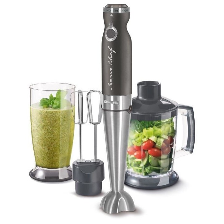 Mixeur plongeant 4 en 1 - SENCOR - SHB 5608BK-EUE3 - 1200 W - Technologie TITANIUM QuadBlade - Noir