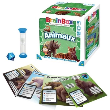 Jeu de société - BrainBox - Animaux - Jeu d'observation et de mémoire - 1 joueur ou plus - 8 ans et +