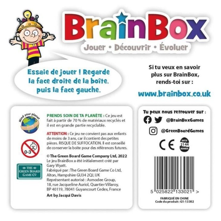 Jeu de société - BrainBox - Animaux - Jeu d'observation et de mémoire - 1 joueur ou plus - 8 ans et + Jeu de société - BrainBox - Animaux - Jeu d'observation et de mémoire - 1 joueur ou plus - 8 ans et +