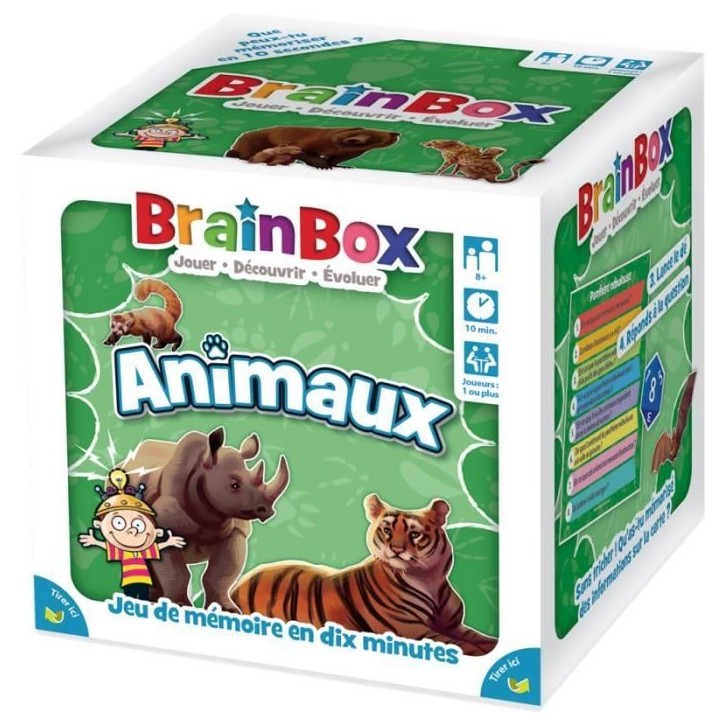 Jeu de société - BrainBox - Animaux - Jeu d'observation et de mémoire - 1 joueur ou plus - 8 ans et + Jeu de société - BrainBox - Animaux - Jeu d'observation et de mémoire - 1 joueur ou plus - 8 ans et +