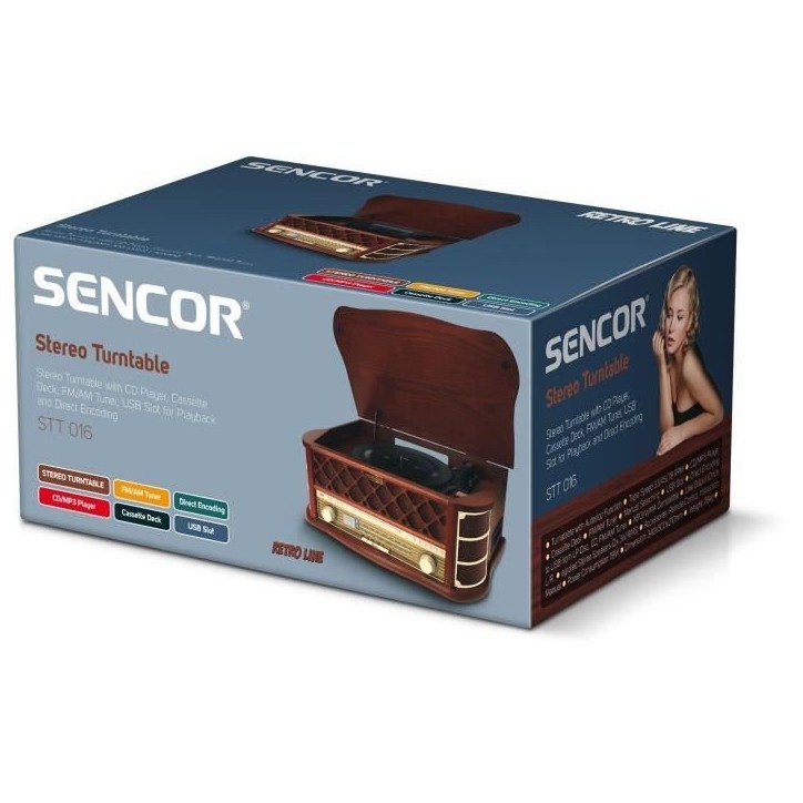 Platine rétro - SENCOR - STT 016 - 6 W - Lecteur CD/cassettes - USB - Marron Platine rétro - SENCOR - STT 016 - 6 W - Lecteur CD/cassettes - USB - Marron