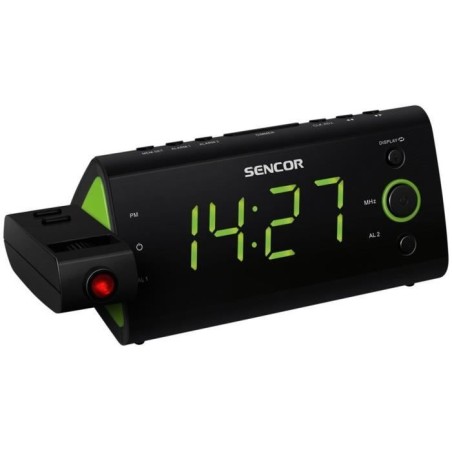 Radio-réveil - SENCOR - SRC 330 GN - Ecran LED 1,2? vert - Tuner FM - Projection heure - Noir