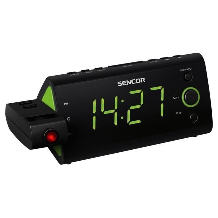 Radio-réveil - SENCOR - SRC 330 GN - Ecran LED 1,2? vert - Tuner FM - Projection heure - Noir Radio-réveil - SENCOR - SRC 330 GN - Ecran LED 1,2? vert - Tuner FM - Projection heure - Noir