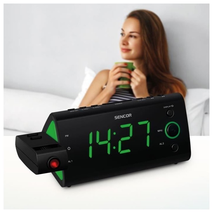 Radio-réveil - SENCOR - SRC 330 GN - Ecran LED 1,2? vert - Tuner FM - Projection heure - Noir Radio-réveil - SENCOR - SRC 330 GN - Ecran LED 1,2? vert - Tuner FM - Projection heure - Noir