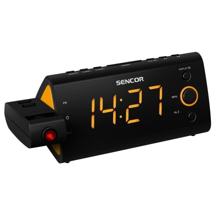 Radio-réveil - SENCOR - SRC 330 OU - Ecran LED 1,2? orange - Tuner FM - Projection heure - Noir