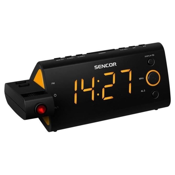 Radio-réveil - SENCOR - SRC 330 OU - Ecran LED 1,2? orange - Tuner FM - Projection heure - Noir