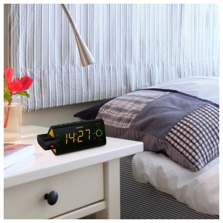 Radio-réveil - SENCOR - SRC 330 OU - Ecran LED 1,2? orange - Tuner FM - Projection heure - Noir
