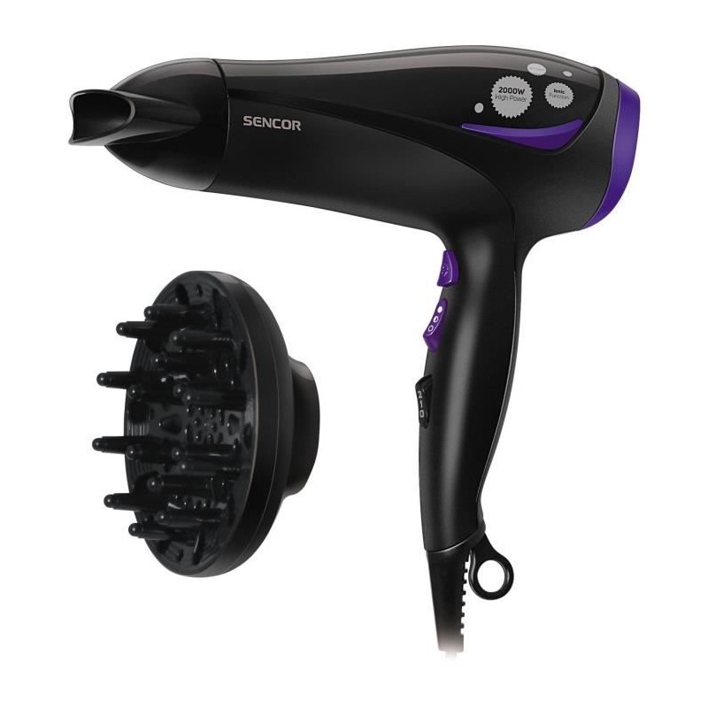 Seche-cheveux ionique - SENCOR - SHD 108VT - 2000 W - 2 vitesses - Noi Seche-cheveux ionique - SENCOR - SHD 108VT - 2000 W - 2 vitesses - Noi