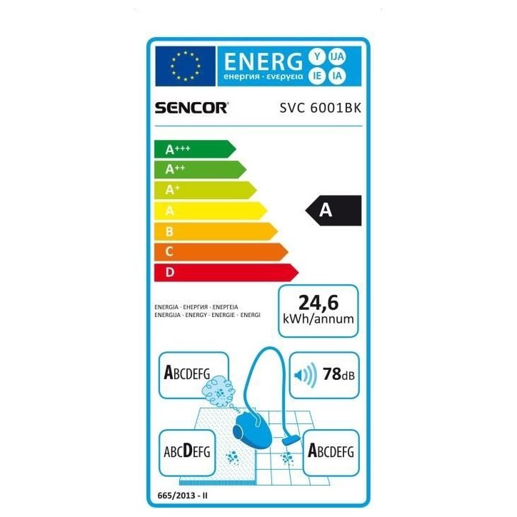 Aspirateur traineau avec sac - SENCOR - SVC 6001BK - EUE3 - 700 W - 78 dB - 3 L - Noir Aspirateur traineau avec sac - SENCOR - SVC 6001BK - EUE3 - 700 W - 78 dB - 3 L - Noir