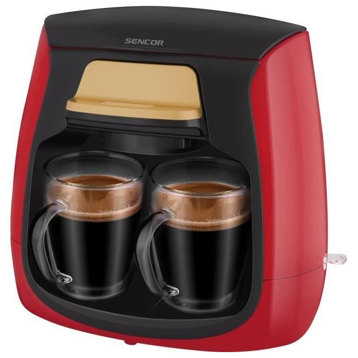 Machine a café - SENCOR - SCE 2101RD - 0,3 L - 500 W - 2 tasses incluses - Rouge