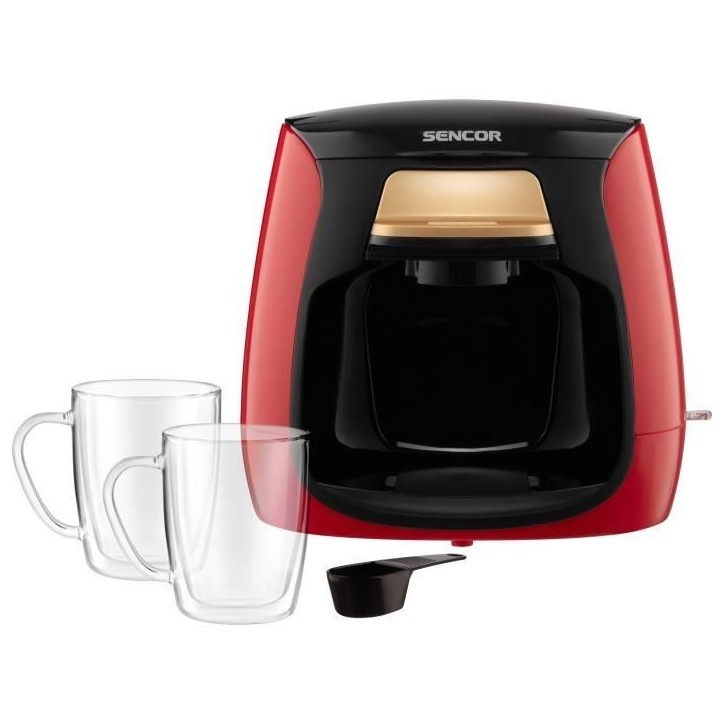 Machine a café - SENCOR - SCE 2101RD - 0,3 L - 500 W - 2 tasses incluses - Rouge