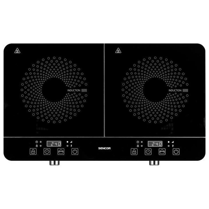 Plaque de cuisson a double induction - SENCOR - SCP 4201GY - 3500 W - 2 foyers - Ecran LCD - Gris