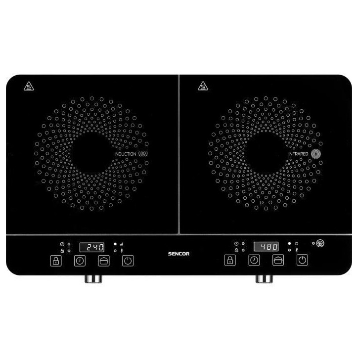 Plaque de cuisson a induction et radiante - SENCOR - SCP 4001BK - 3400 W - 2 foyers - Noir