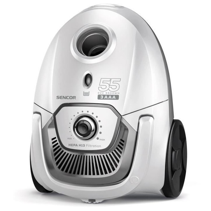 Aspirateur traîneau avec sac - SENCOR - SVC 5500WH - Moteur ECO 700 W - 75 dBA - 2 L - Filtre HEPA H13 - Blanc
