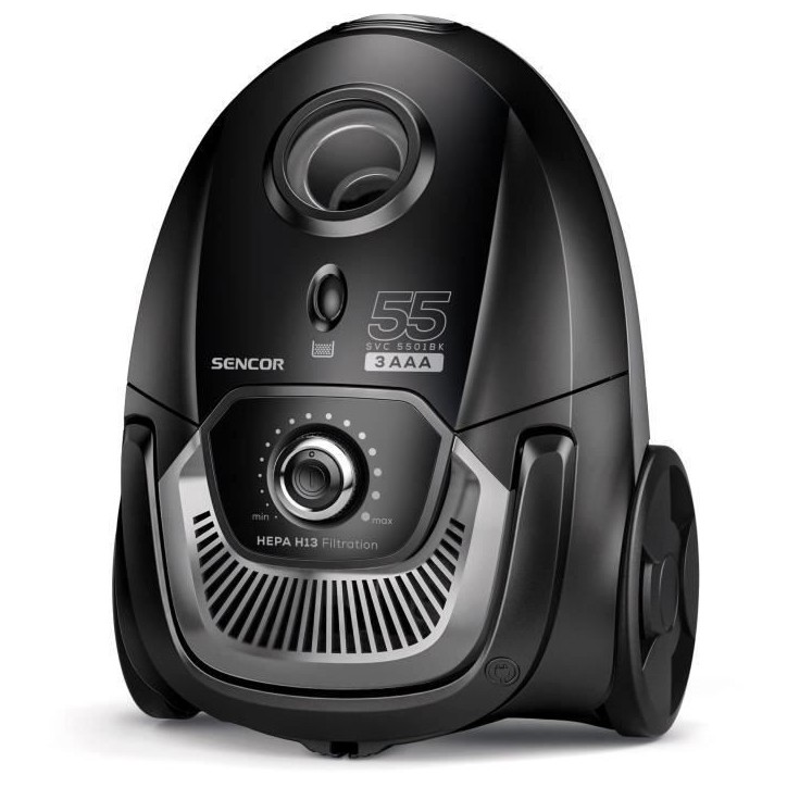 Aspirateur traîneau avec sac - SENCOR - SVC 5501BK - Moteur ECO 700 W - 75 dBA - 2 L - Filtre HEPA H13 - Noir