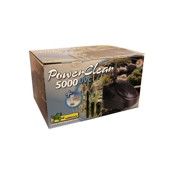 Pompe de bassin filtrante Powerclear 5000 - UBBINK - Jet d'eau et filtration mécanique et UV-C