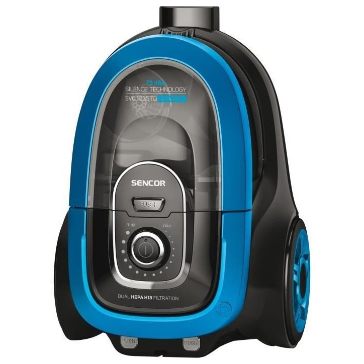Aspirateur traineau sans sac - SENCOR - SVC-1035TQ - 750 W - 75 dB - 1 L - Noir / Bleu Aspirateur traineau sans sac - SENCOR - SVC-1035TQ - 750 W - 75 dB - 1 L - Noir / Bleu
