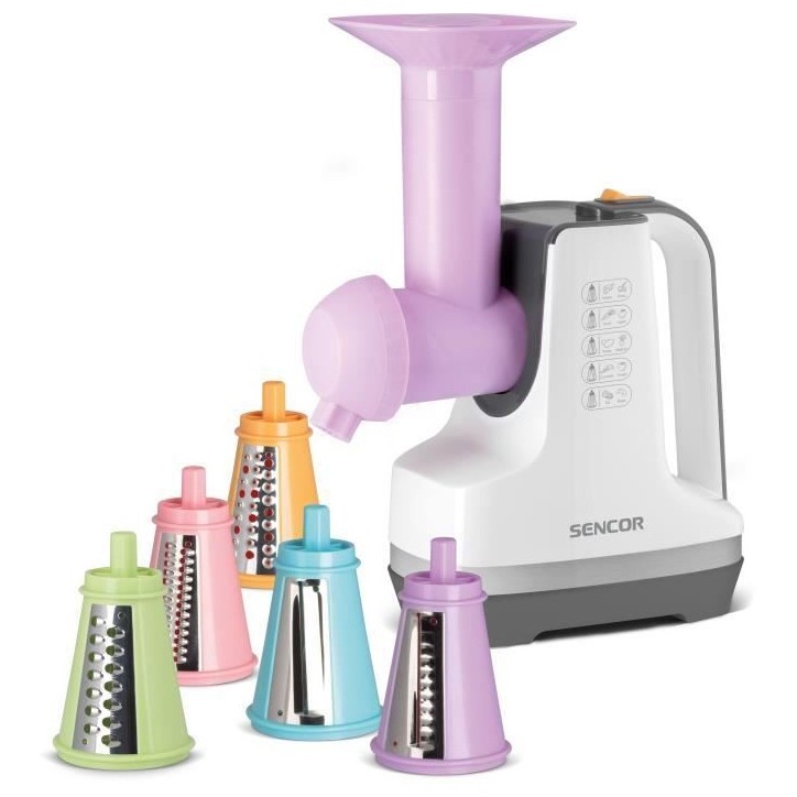 Découpe légumes et sorbétiere - SENCOR - SSG 4500WH - 150 W - 6 accessoires - Blanc
