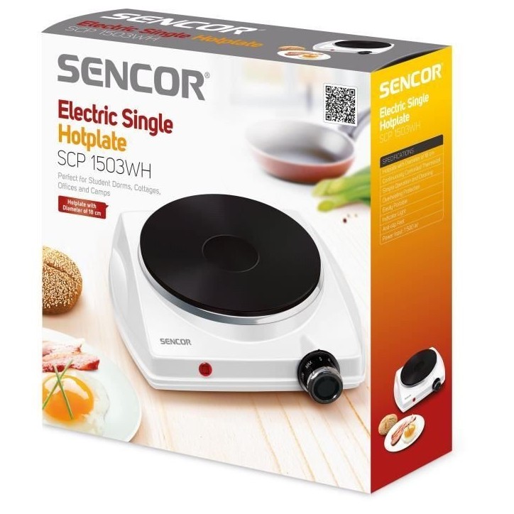 Plaque de cuisson électrique - SENCOR - SCP 1503WH-EUE4 - 1500 W - 1 foyer - Blanc