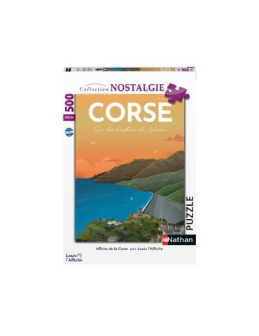 Nathan-Puzzle 500 pieces-Affiche de la Corse/Louis l'Affiche-Des 10 ans-Puzzle de qualité supérieure-Collection Nostalgie-8782