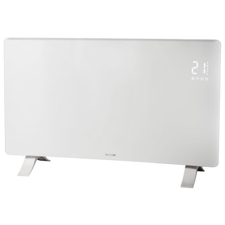 Radiateur intelligent Wi-Fi en verre - SENCOR - SCF 4740WH - 2400 W - 2 niveaux - Thermostat - Blanc