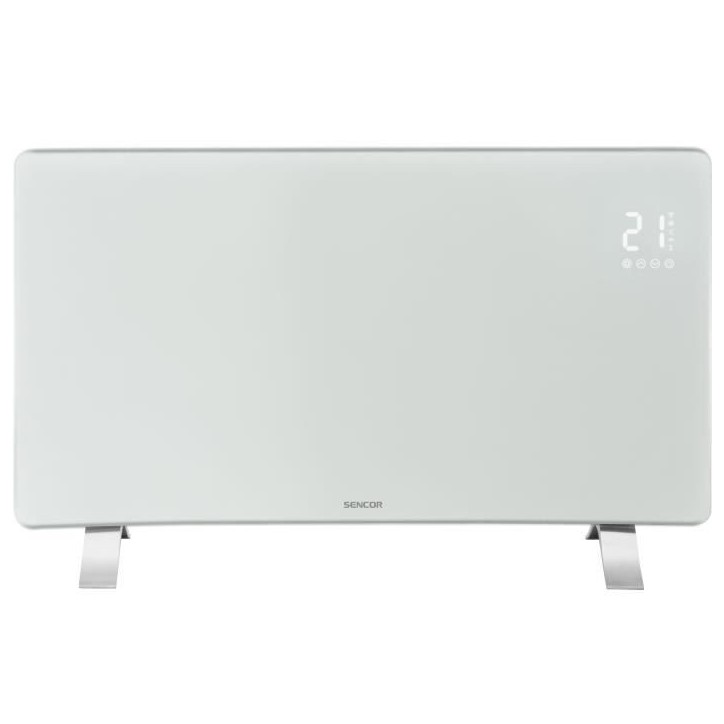 Radiateur intelligent Wi-Fi en verre - SENCOR - SCF 4740WH - 2400 W - 2 niveaux - Thermostat - Blanc