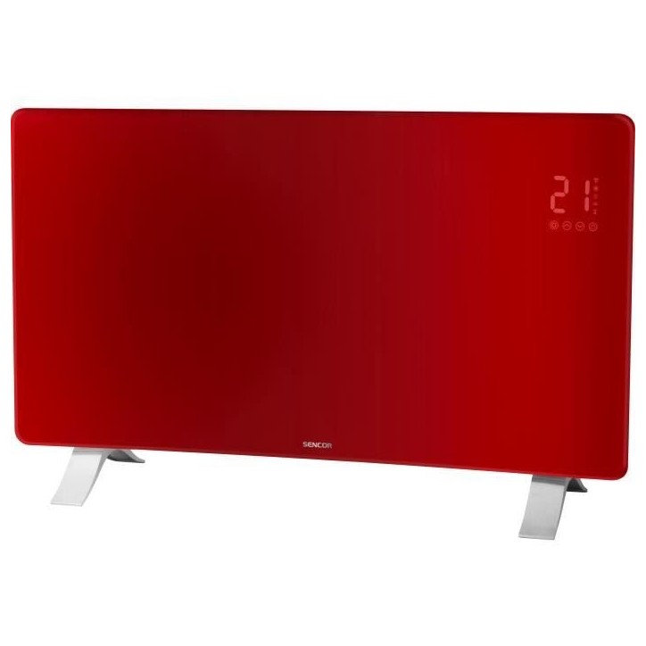 Radiateur intelligent Wi-Fi en verre - SENCOR - SCF 4742RD - 2400 W - 2 niveaux - Thermostat - Rouge